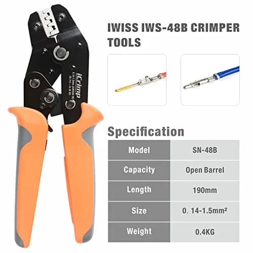 IWISS SN-48B Crimping Tool 190mm | Precise 26-16AWG Crimper for Connectors thumbnail 2