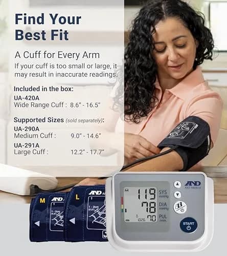 A&D Medical UA-767FAC Automatic Blood Pressure Monitor | 22-42cm Wide Cuff, 4 Users, 60 Readings, AC Adapter thumbnail 6