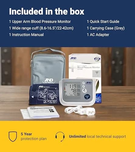 A&D Medical UA-767FAC Automatic Blood Pressure Monitor | 22-42cm Wide Cuff, 4 Users, 60 Readings, AC Adapter thumbnail 7