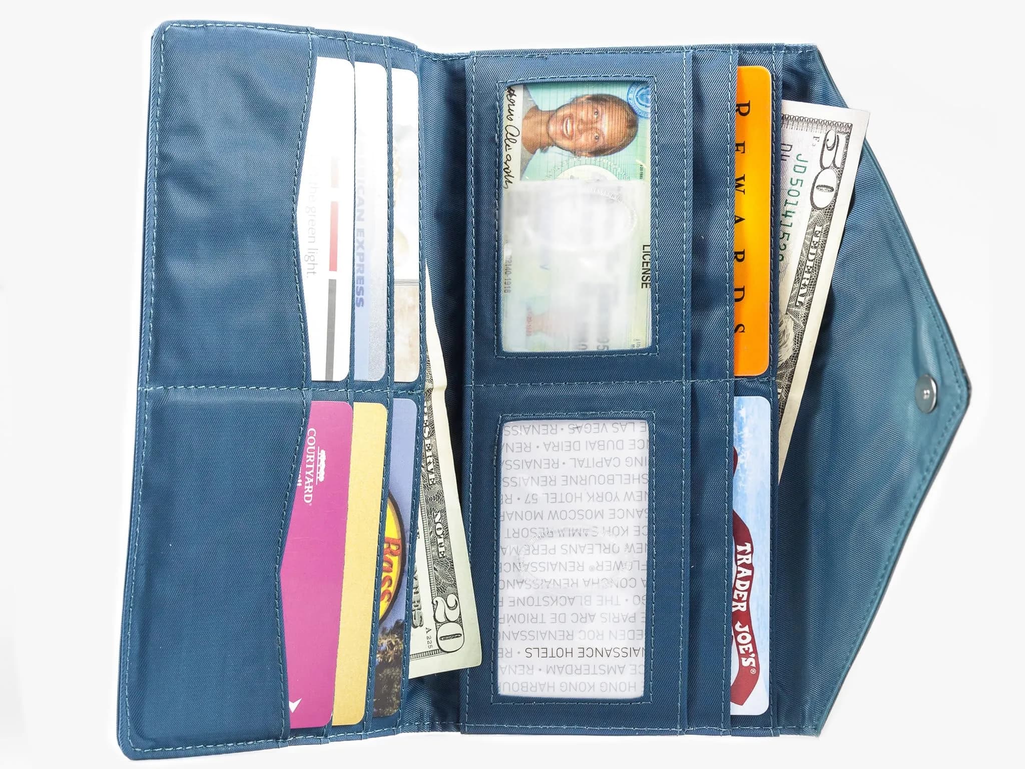 Big Skinny Women's Slimvelope Tri-Fold Checkbook Wallet Teal | Holds 40 Cards - view 5
