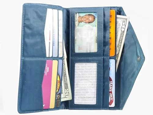 Big Skinny Women's Slimvelope Tri-Fold Checkbook Wallet Teal | Holds 40 Cards thumbnail 5