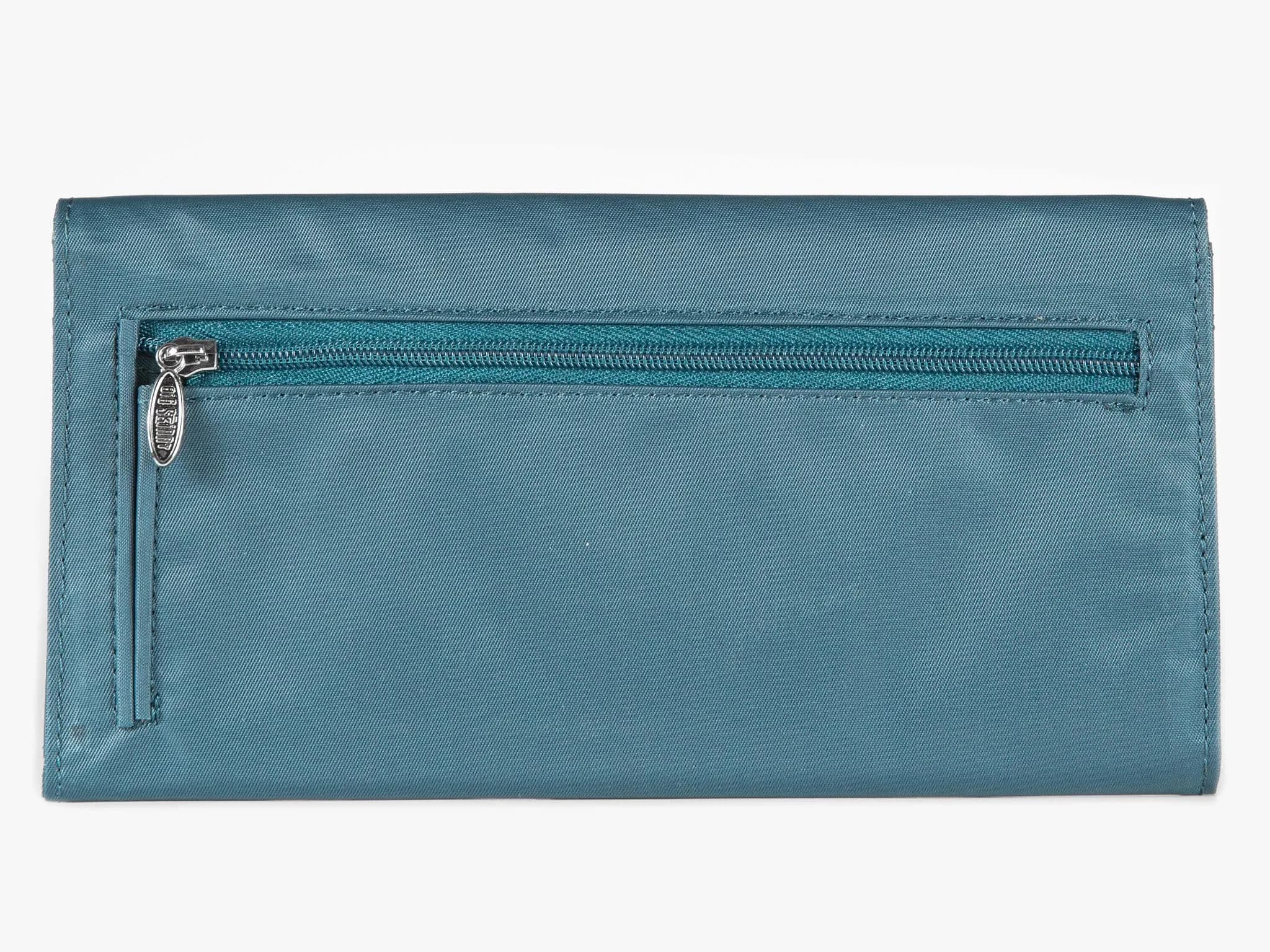 Big Skinny Women's Slimvelope Tri-Fold Checkbook Wallet Teal | Holds 40 Cards - view 2