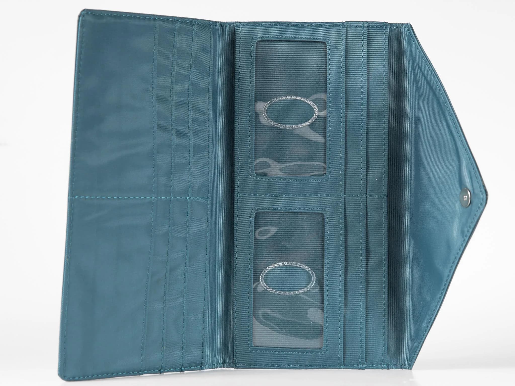 Big Skinny Women's Slimvelope Tri-Fold Checkbook Wallet Teal | Holds 40 Cards - view 3