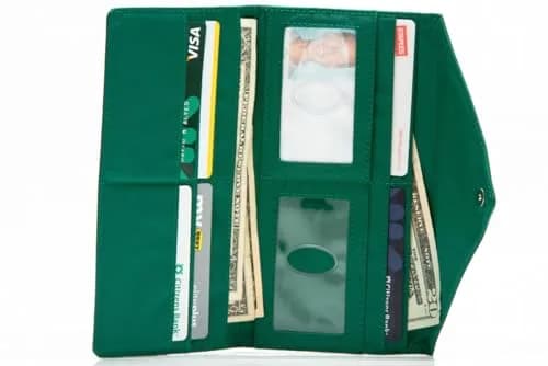 Big Skinny Women's Slimvelope Tri-Fold Checkbook Wallet Holds 40 Cards Verdant Green | Lightweight Nylon Microfiber thumbnail 4