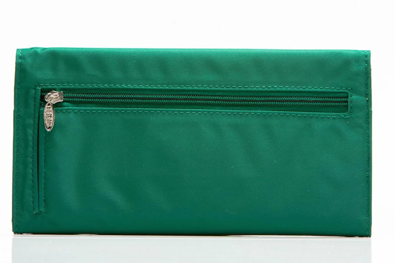 Big Skinny Women's Slimvelope Tri-Fold Checkbook Wallet Holds 40 Cards Verdant Green | Lightweight Nylon Microfiber - view 2