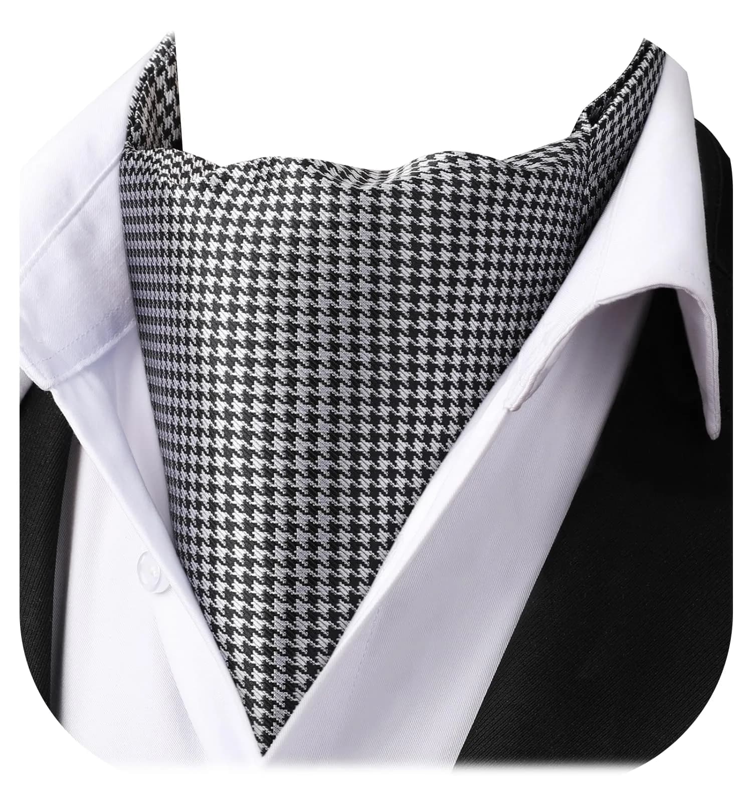HISDERN Ascot Tie & Pocket Square Set 126cm (49.6") | Jacquard Woven Floral Paisley Polka Dot - view 4