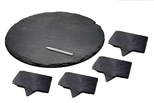 Vinotemp Slate Cheese Markers Set with Tray & Chalk | Natural Stone thumbnail 1