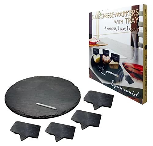 Vinotemp Slate Cheese Markers Set with Tray & Chalk | Natural Stone thumbnail 6