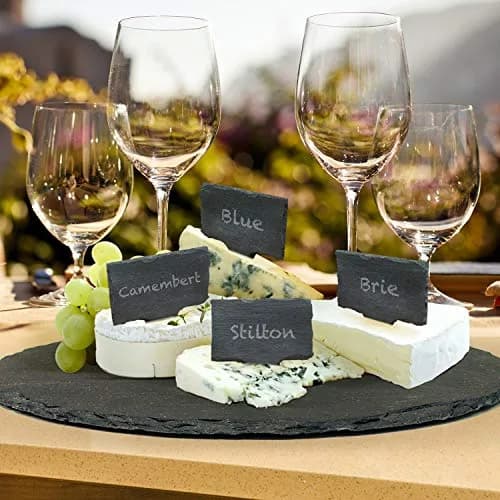 Vinotemp Slate Cheese Markers Set with Tray & Chalk | Natural Stone thumbnail 7