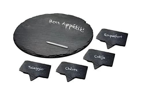 Vinotemp Slate Cheese Markers Set with Tray & Chalk | Natural Stone thumbnail 2