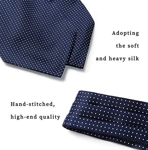 HISDERN Floral Paisley Polka Dot Jacquard Ascot Tie for Men, 126cm (49.6") | Formal Wedding Party Accessory thumbnail 5
