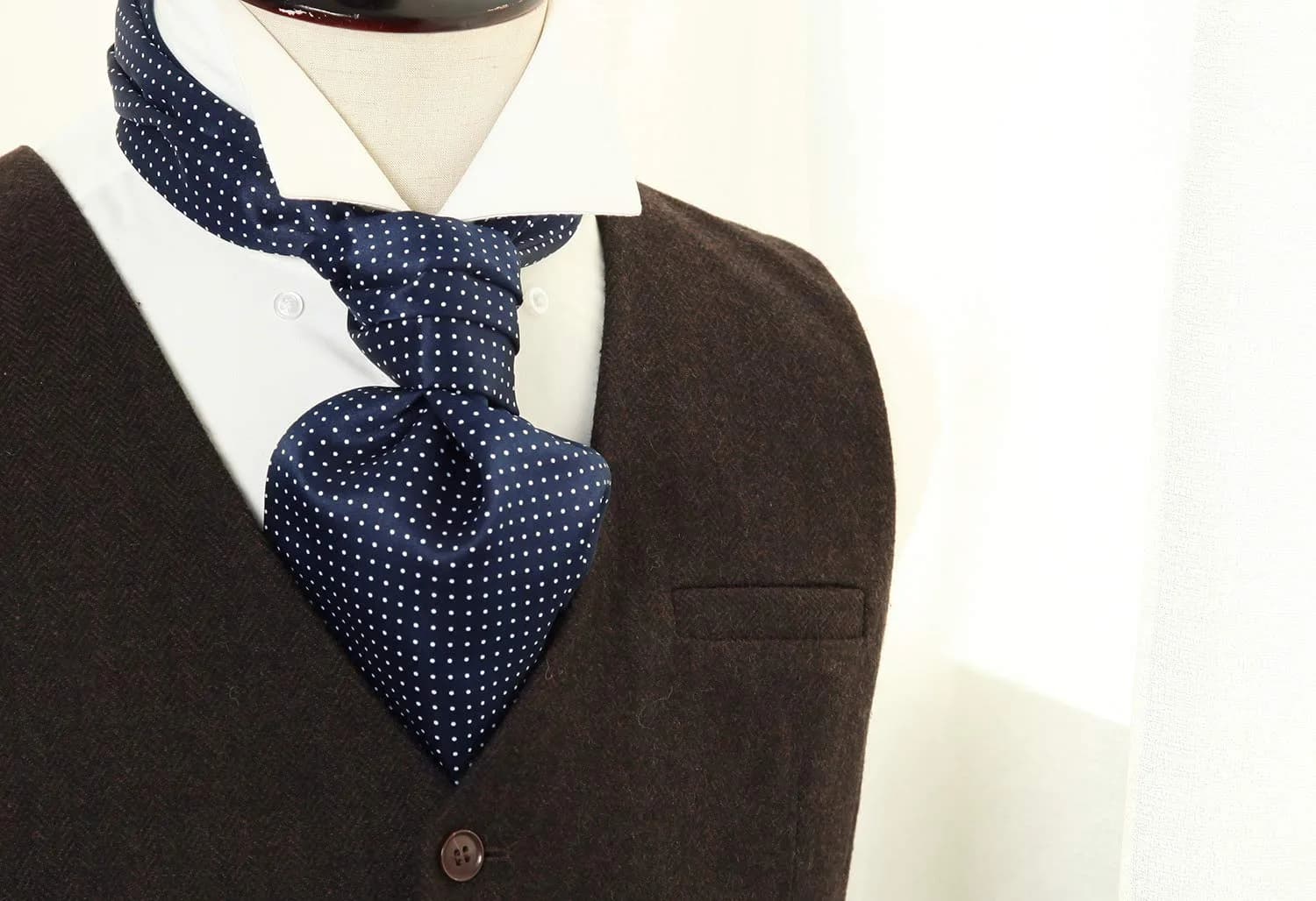 HISDERN Floral Paisley Polka Dot Jacquard Ascot Tie for Men, 126cm (49.6") | Formal Wedding Party Accessory - view 2