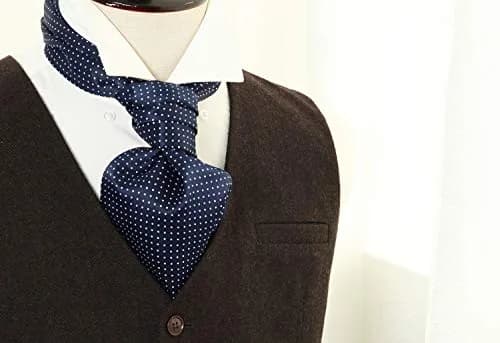 HISDERN Floral Paisley Polka Dot Jacquard Ascot Tie for Men, 126cm (49.6") | Formal Wedding Party Accessory thumbnail 2