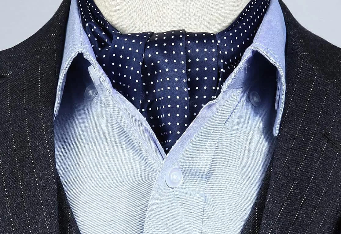 HISDERN Floral Paisley Polka Dot Jacquard Ascot Tie for Men, 126cm (49.6") | Formal Wedding Party Accessory - view 3