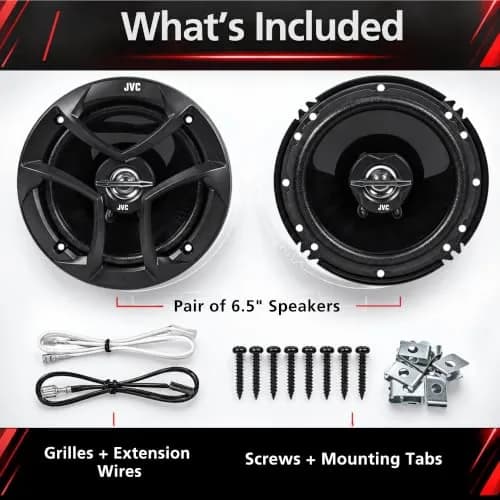JVC CS-J620 300W 6.5" CS Series 2-Way Coaxial Car Speakers, Set of 2, Mica Cone & PEI Tweeter, Easy Install thumbnail 9