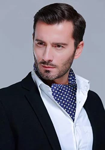 HISDERN Ascot Tie Mens Formal Cravat Ties Floral Paisley Polka Dot Jacquard Self Ascots Cravat Scarf Wedding Party | Elegant & Rich Design (70-120 chars) thumbnail 3