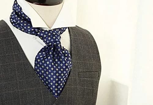 HISDERN Ascot Tie Mens Formal Cravat Ties Floral Paisley Polka Dot Jacquard Self Ascots Cravat Scarf Wedding Party | Elegant & Rich Design (70-120 chars) thumbnail 4