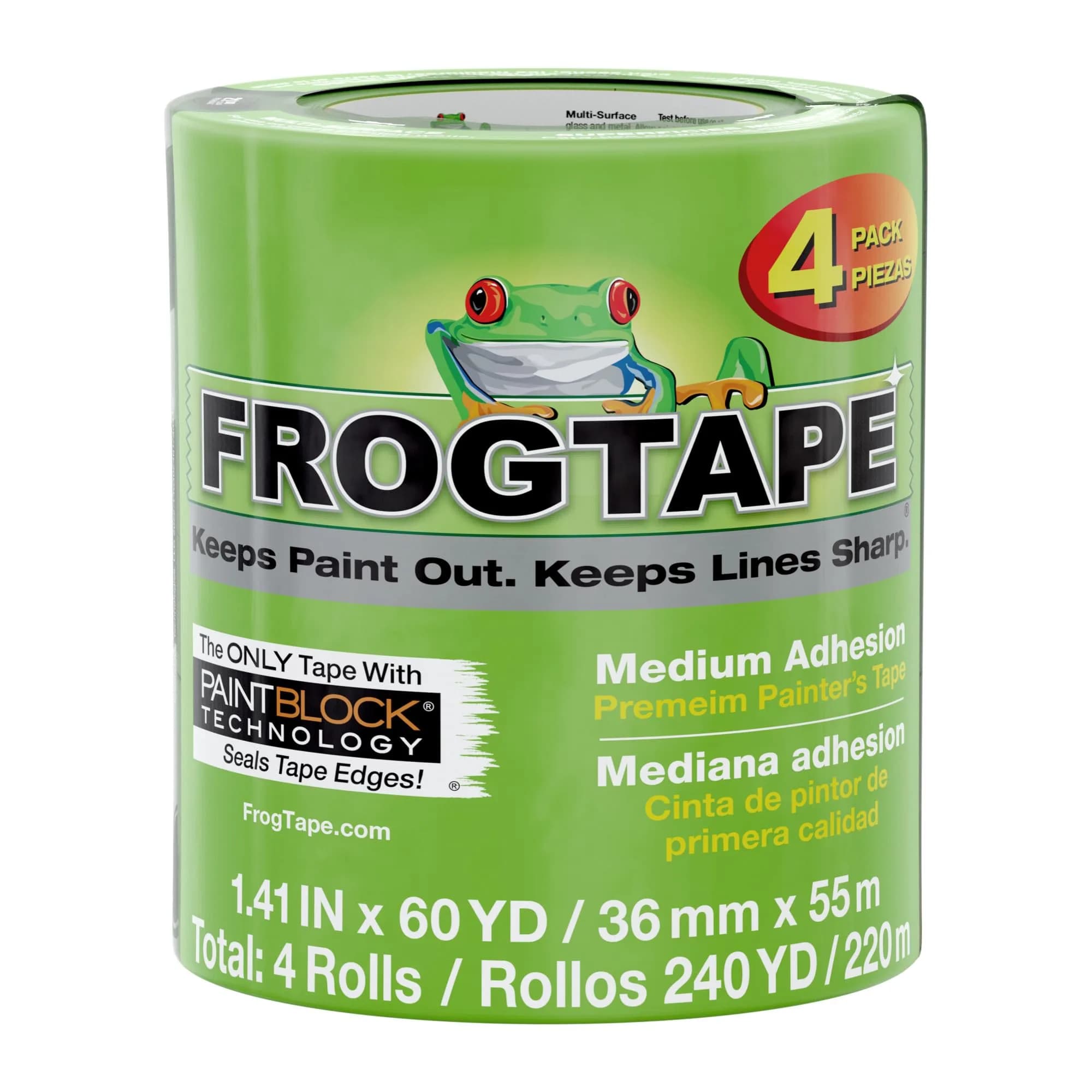 FrogTape Multi-Surface Painter's Tape with PAINTBLOCK, 1.41 in x 60 Yds | Sharp Edges & Clean Removal