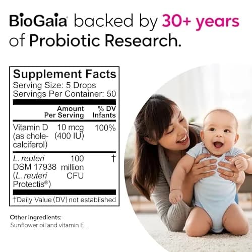 BioGaia Baby Probiotic Drops + Vitamin D 10mL (Pack of 2) | Colic & Gas Relief for Newborns thumbnail 9