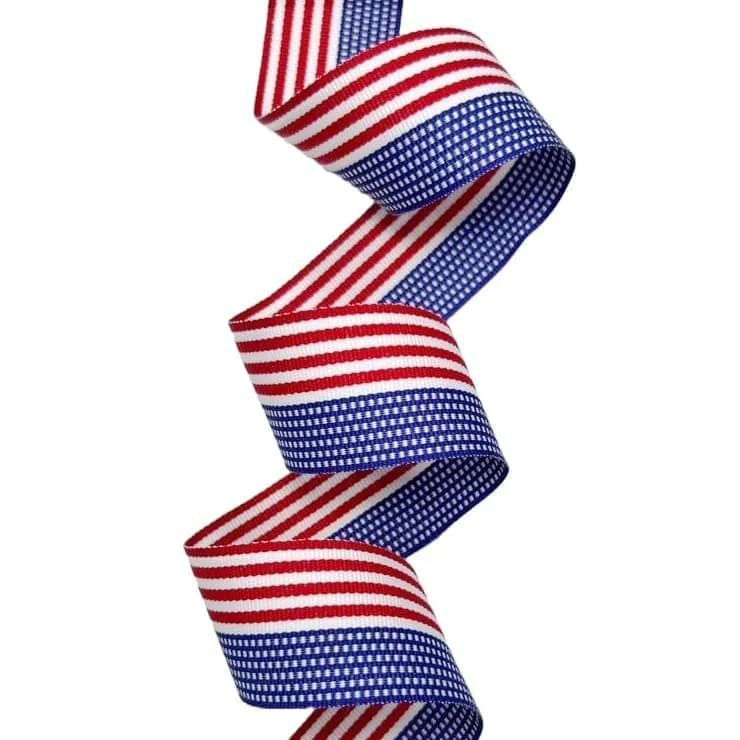 The Ribbon Factory USA Made 1-3/8" American Flag Striped Grosgrain Ribbon | Patriotic 100 Yards thumbnail 1