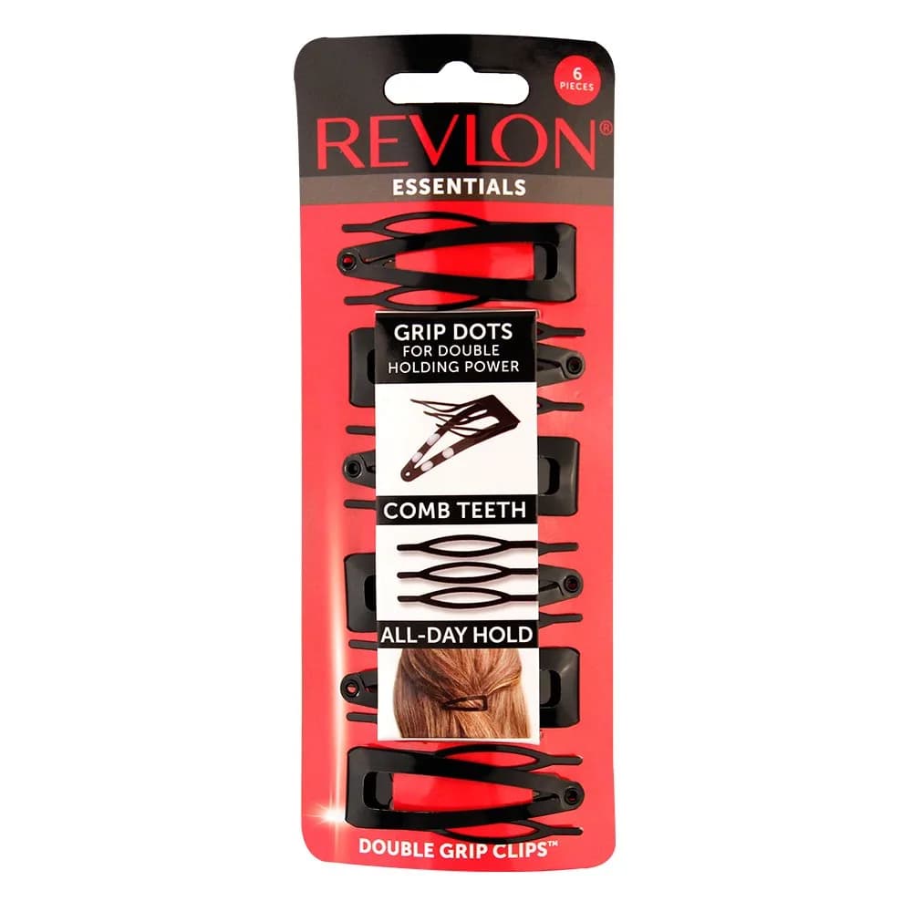 REVLON Double Grip Hair Clips, 6 Count | Patented No-Slip Grip Dots & Comb Teeth for All Hair Types - main product image