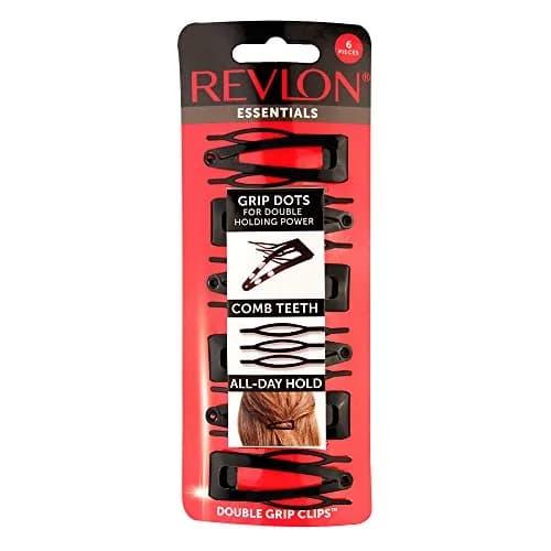 REVLON Double Grip Hair Clips, 6 Count | Patented No-Slip Grip Dots & Comb Teeth for All Hair Types thumbnail 1