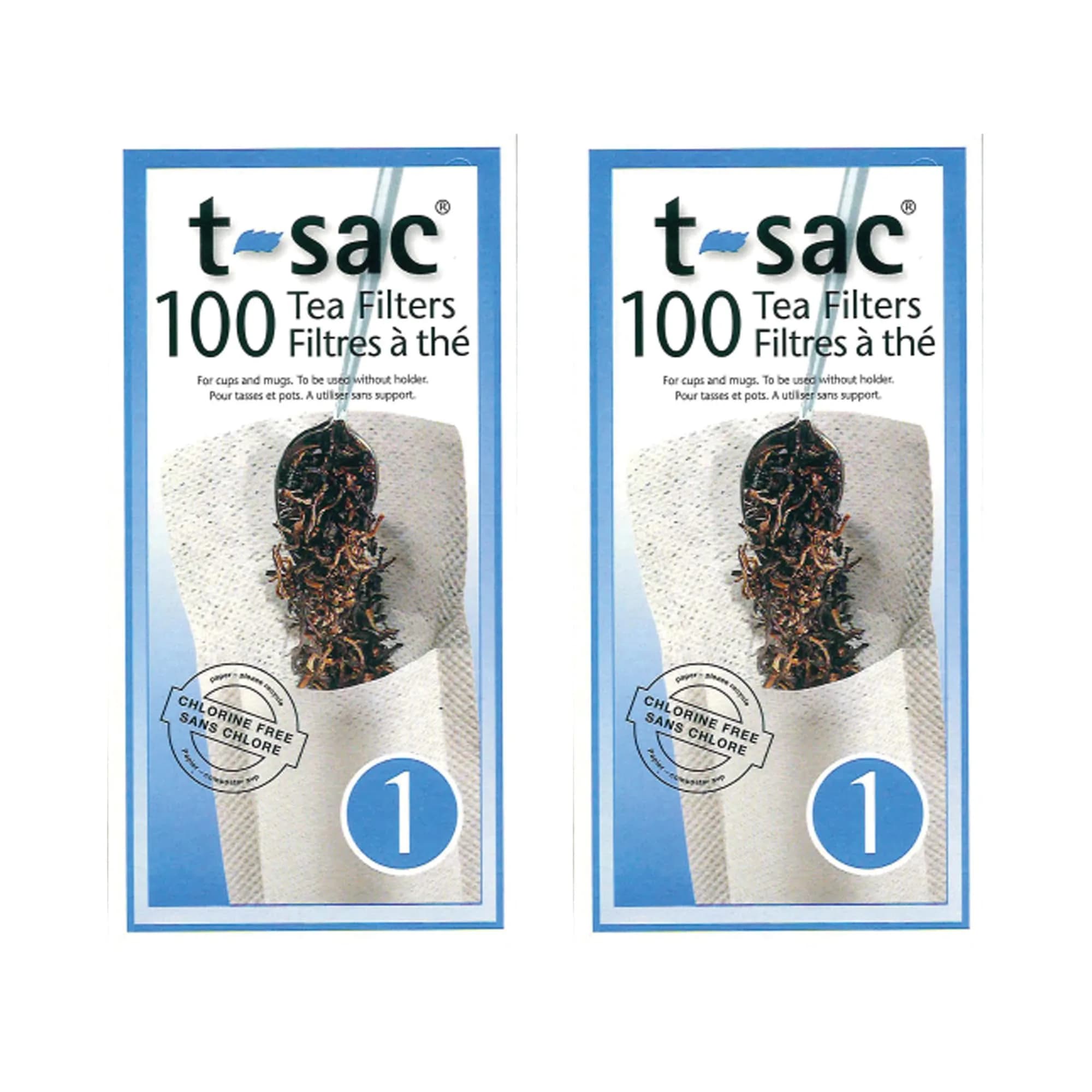 T-Sac Disposable Tea Filter Bags, Number 1-Size, 200 Count | Single-Use, Natural Paper, German Quality