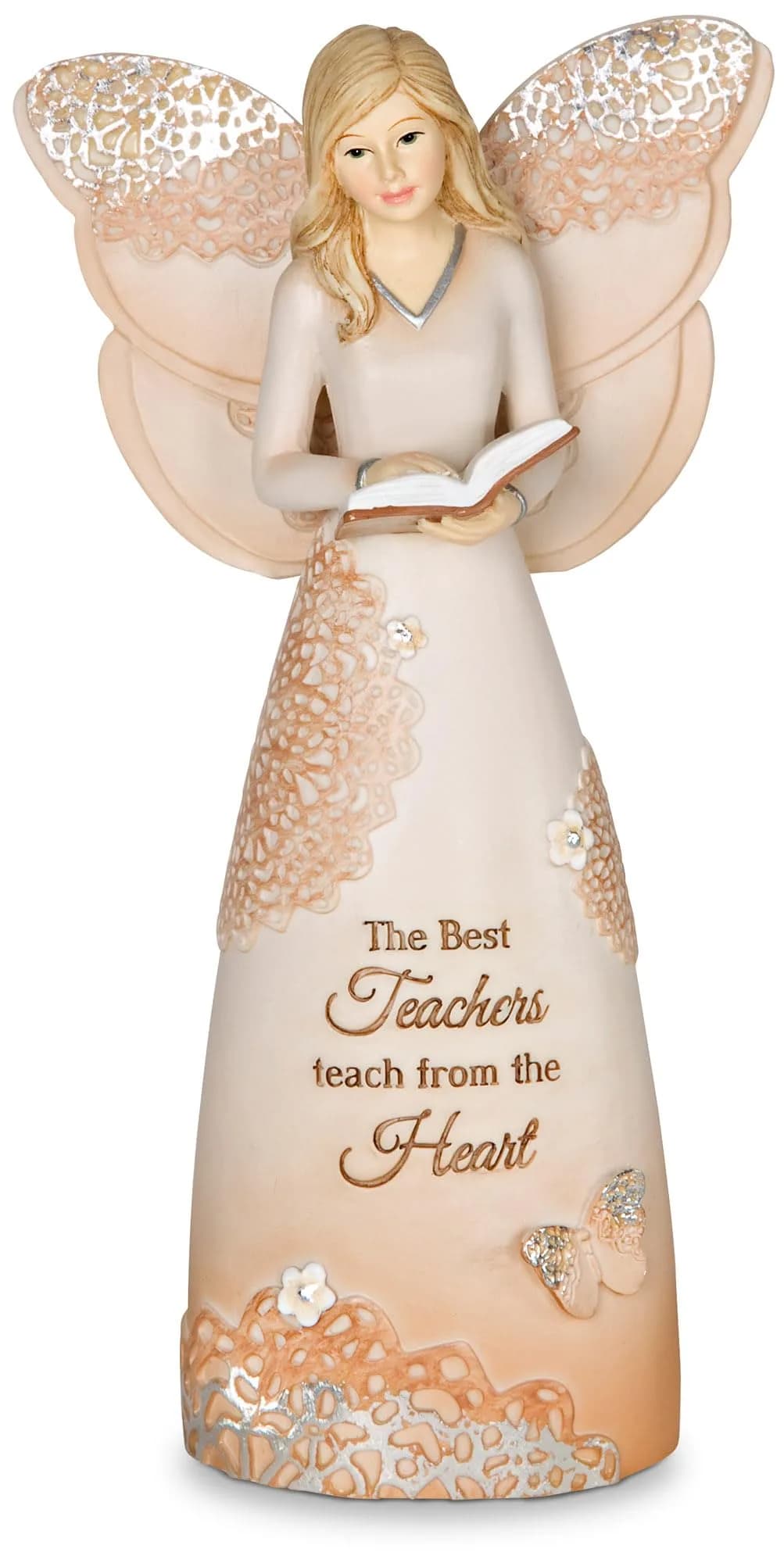 Pavilion Gift Company Floral Angel Figurine 15cm (6") | The Best Teachers Teach from The Heart — 19084