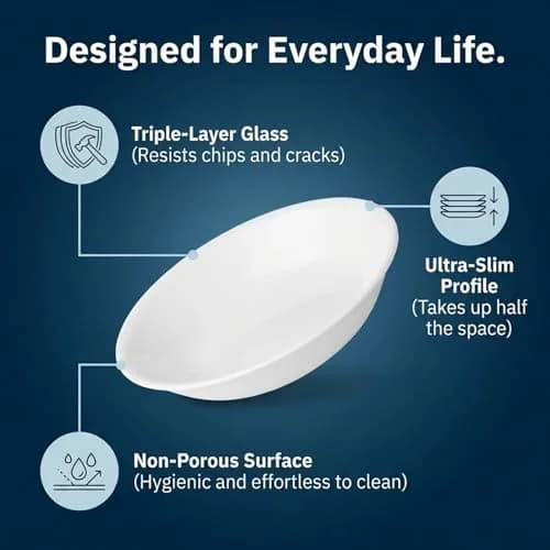 Corelle Vitrelle 6-Piece Winter Frost White Bowl Set 591ml (20-Oz) | Triple Layer Glass, Chip & Break Resistant thumbnail 4