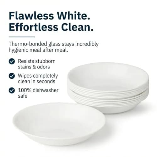 Corelle Vitrelle 6-Piece Winter Frost White Bowl Set 591ml (20-Oz) | Triple Layer Glass, Chip & Break Resistant thumbnail 6