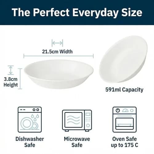 Corelle Vitrelle 6-Piece Winter Frost White Bowl Set 591ml (20-Oz) | Triple Layer Glass, Chip & Break Resistant thumbnail 3