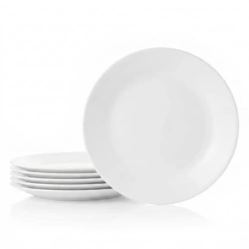 Corelle Winter Frost White Appetizer Plates 17.1cm (6.75-Inch) | Set of 6 Lightweight & Chip-Resistant Round Plates thumbnail 1