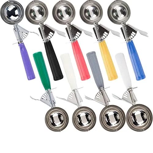 Tiger Chef Assorted Colors and Sizes Stainless Steel Ice Cream Scoop Disher | NSF Certified, 9-Piece Set for Kitchen & Catering thumbnail 1