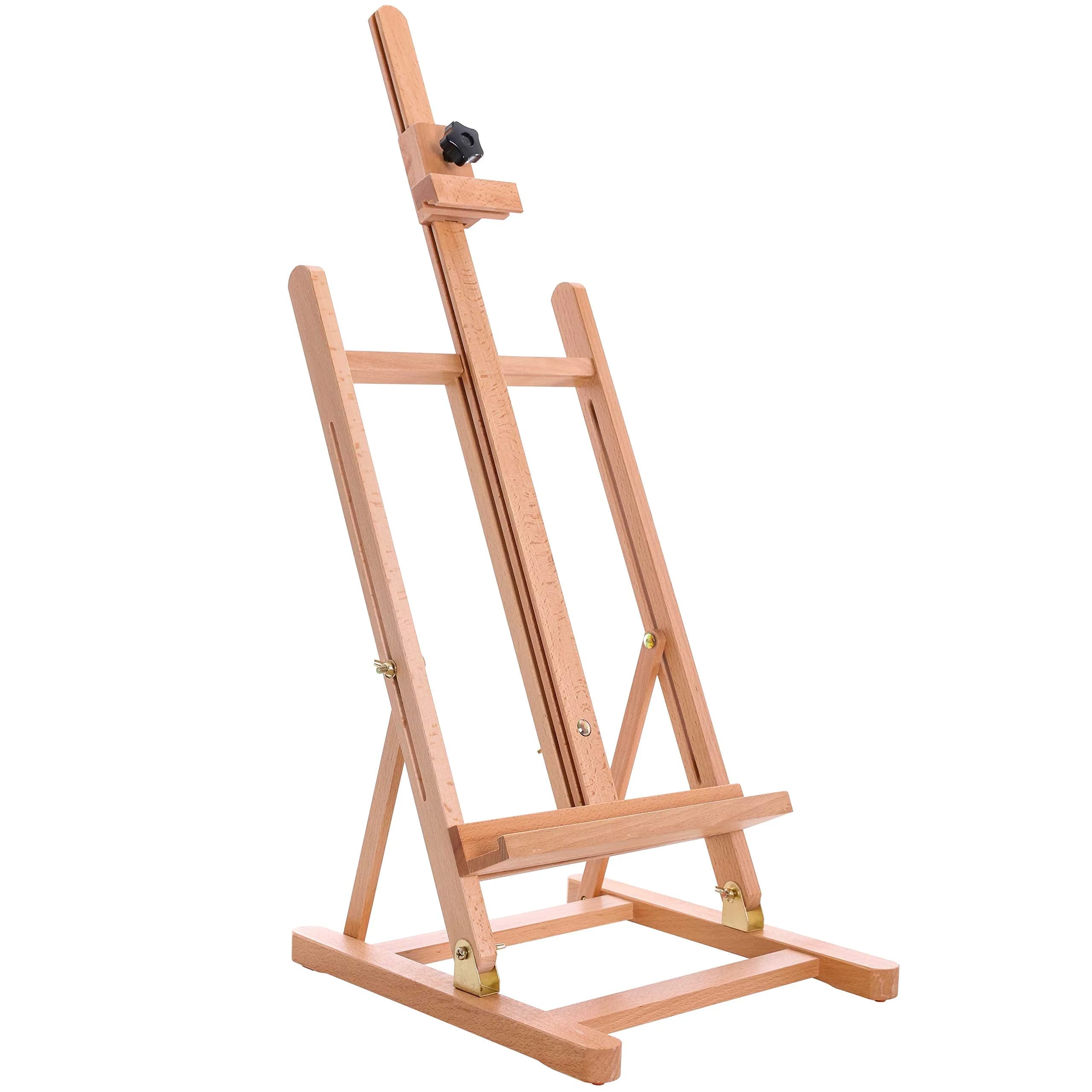 U.S. Art Supply Medium Wooden H-Frame Studio Tabletop Easel | Adjustable Stand, Holds Up To 27" Canvas, Portable Table Top Easel for Painting — Wood