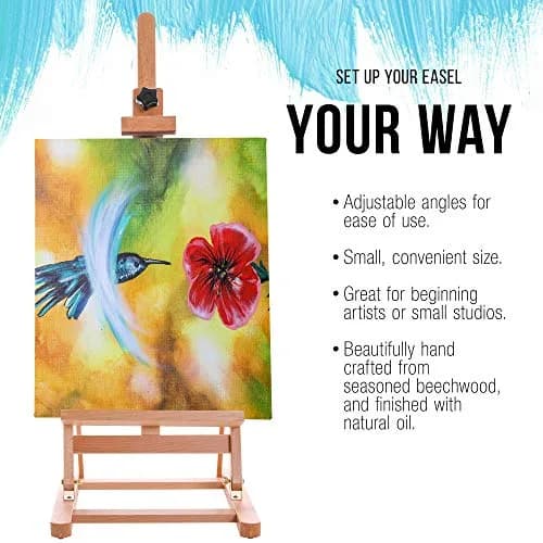 U.S. Art Supply Medium Wooden H-Frame Studio Tabletop Easel | Adjustable Stand, Holds Up To 27" Canvas, Portable Table Top Easel for Painting thumbnail 4