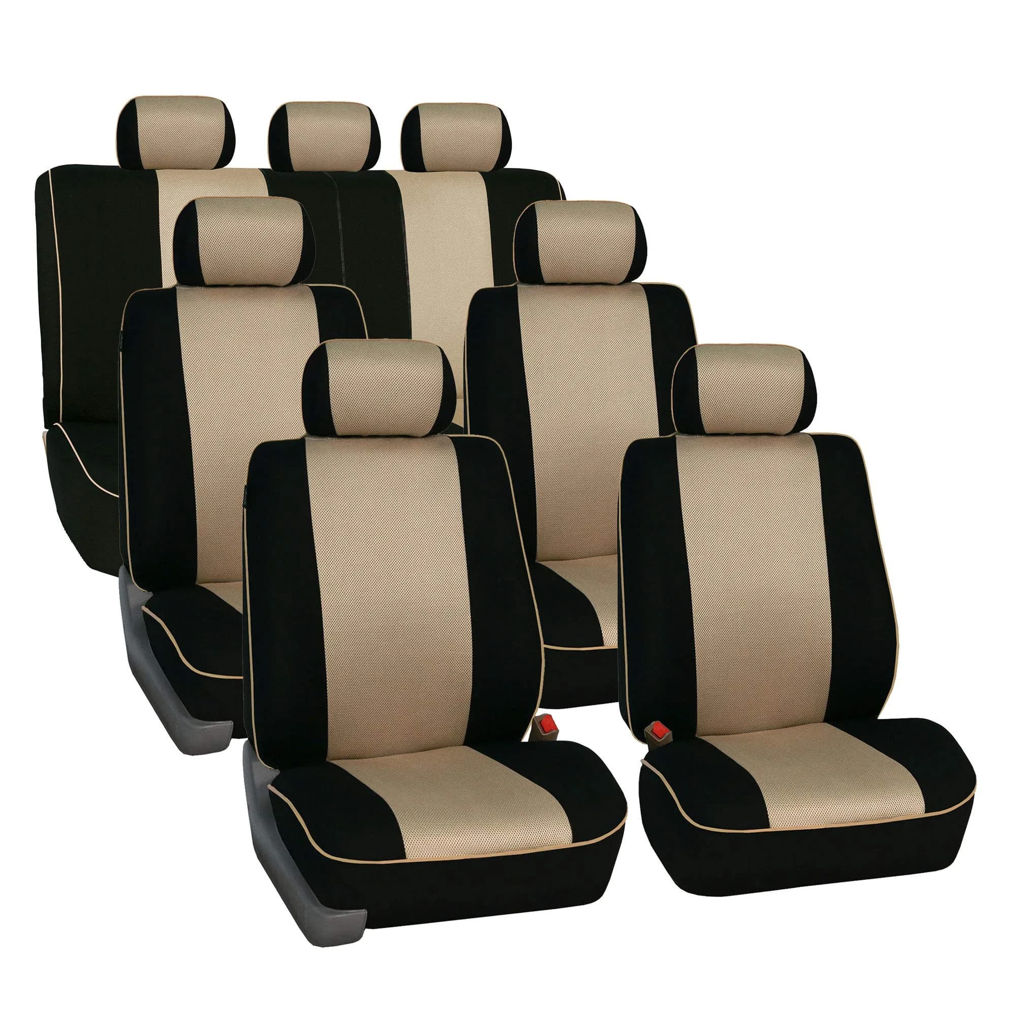 FH Group Car Seat Covers Three Row 7 Seater | Universal Fit, Breathable Foam Padding (enables cool comfort) - main product image
