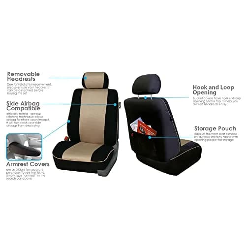FH Group Car Seat Covers Three Row 7 Seater | Universal Fit, Breathable Foam Padding (enables cool comfort) thumbnail 5