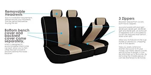 FH Group Car Seat Covers Three Row 7 Seater | Universal Fit, Breathable Foam Padding (enables cool comfort) thumbnail 6