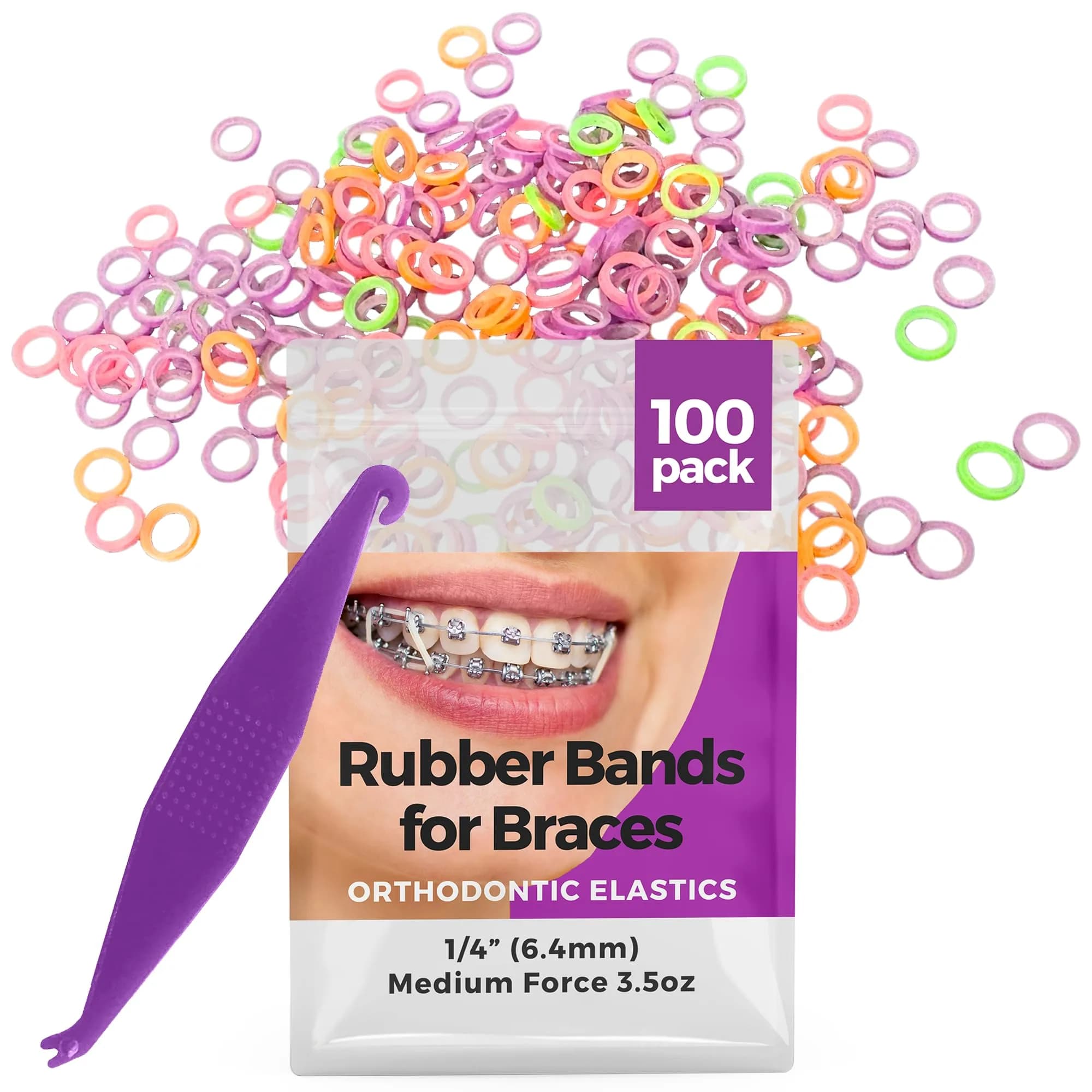 Prairie Horse Supply Orthodontic Rubber Bands 1/4in Medium Neon | Versatile Dental & Craft Elastic