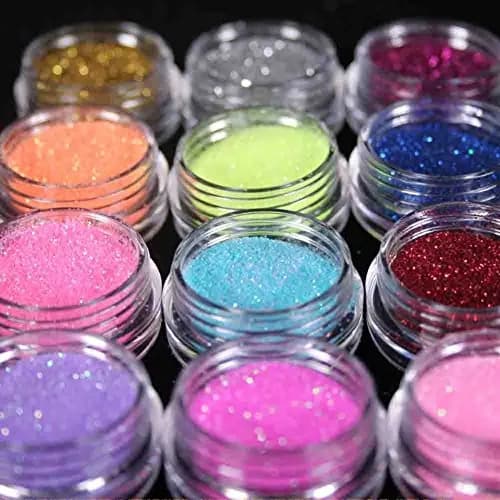 Renexxt 12 Mix Color Nail Art Acrylic Glitter Dust Powder | Glitter for Nails & Crafts (2.6 Oz Pack) thumbnail 1