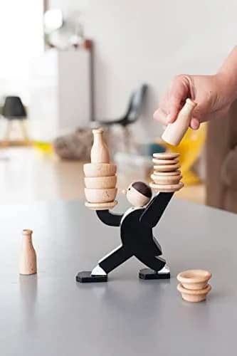 Kikkerland Don't Tip The Waiter Stacking Game 7.8 cm (3.1 inches) | Fun Wooden Game for Ages 6+ thumbnail 4