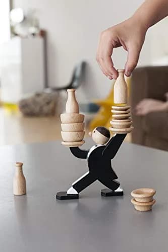 Kikkerland Don't Tip The Waiter Stacking Game 7.8 cm (3.1 inches) | Fun Wooden Game for Ages 6+ thumbnail 3
