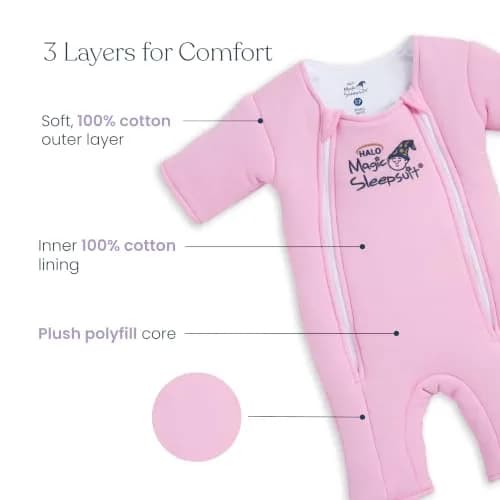Magic Sleepsuit 100% Cotton Large 18-21 lbs Pink | Cozy Sleep Transition Solution thumbnail 6