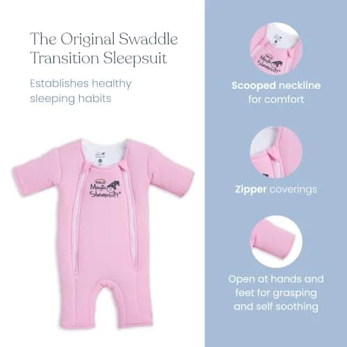 Magic Sleepsuit 100% Cotton Large 18-21 lbs Pink | Cozy Sleep Transition Solution thumbnail 3