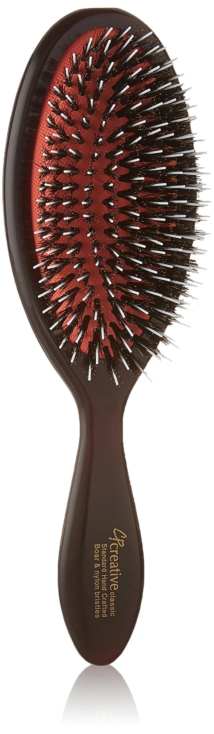 Creative Hair Brushes Boar Bristle & Nylon Mix Signature Classic Air Cushion All Purpose Hair Brush | Detangles & Smooths — brown