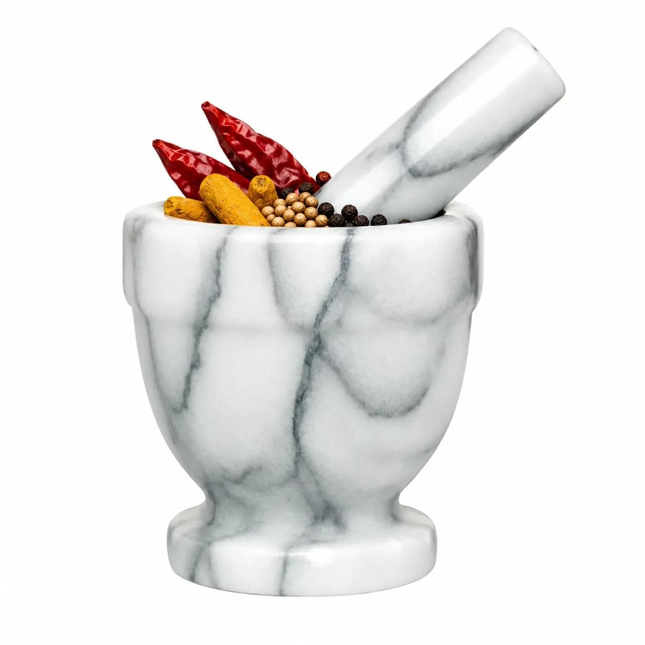 HIC Kitchen Tall Mortar and Pestle Set, Solid Carrara Marble, 4-Inch | Durable Kitchen Tool for Spices & Remedies