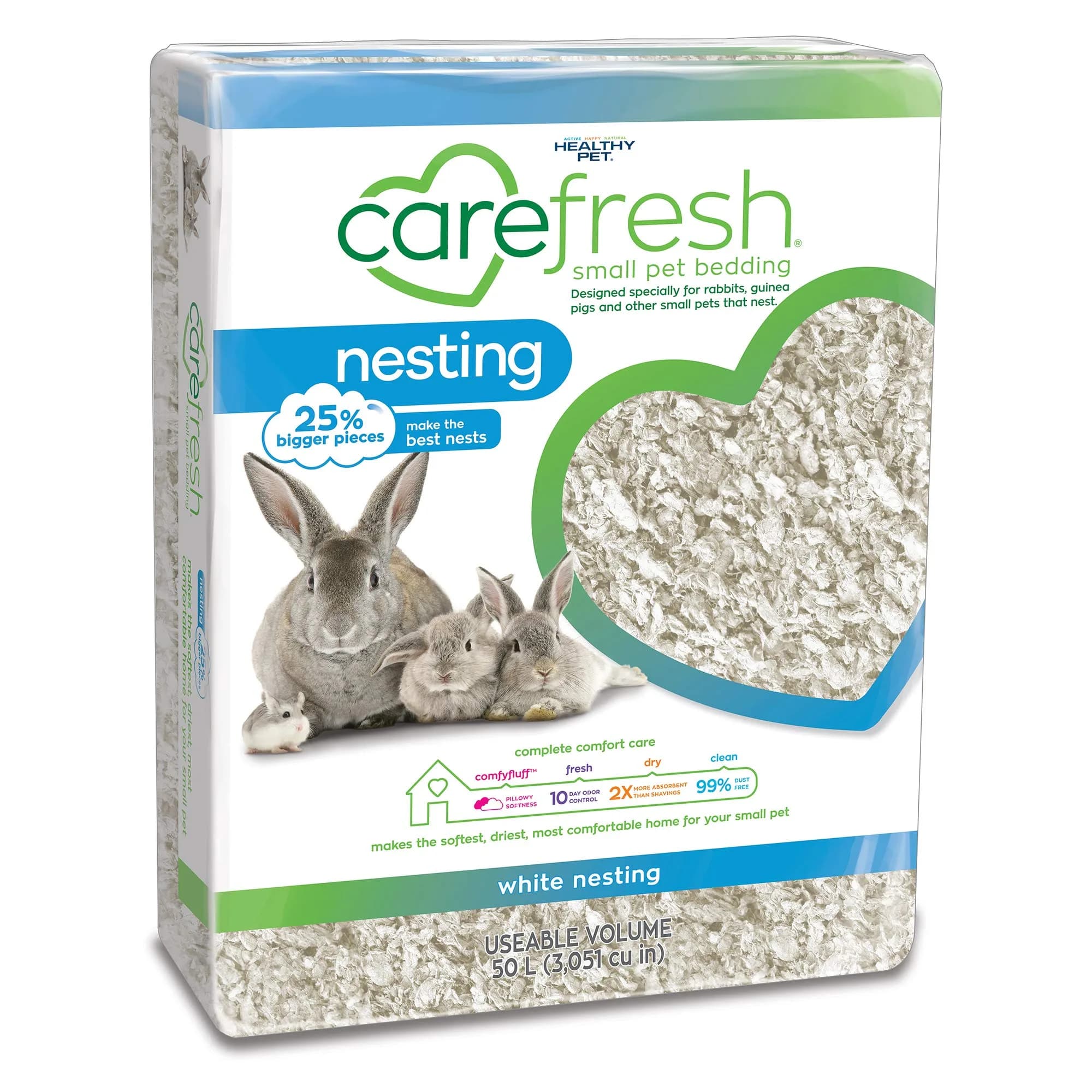Carefresh White Nesting Small Pet Bedding 50L | Ultra-Absorbent & Dust-Free for Guinea Pigs & Rabbits