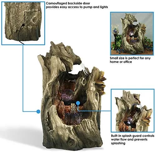 Sunnydaze Cascading Caves 14-Inch Tabletop Water Fountain with LED Lights | Natural Stone Look, 12V Pump, 2.5 Cups Water thumbnail 6