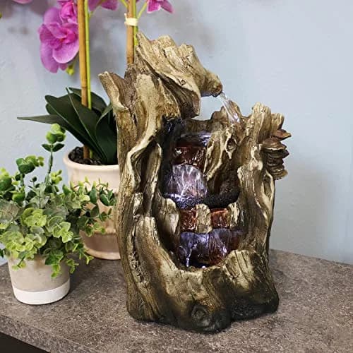 Sunnydaze Cascading Caves 14-Inch Tabletop Water Fountain with LED Lights | Natural Stone Look, 12V Pump, 2.5 Cups Water thumbnail 9