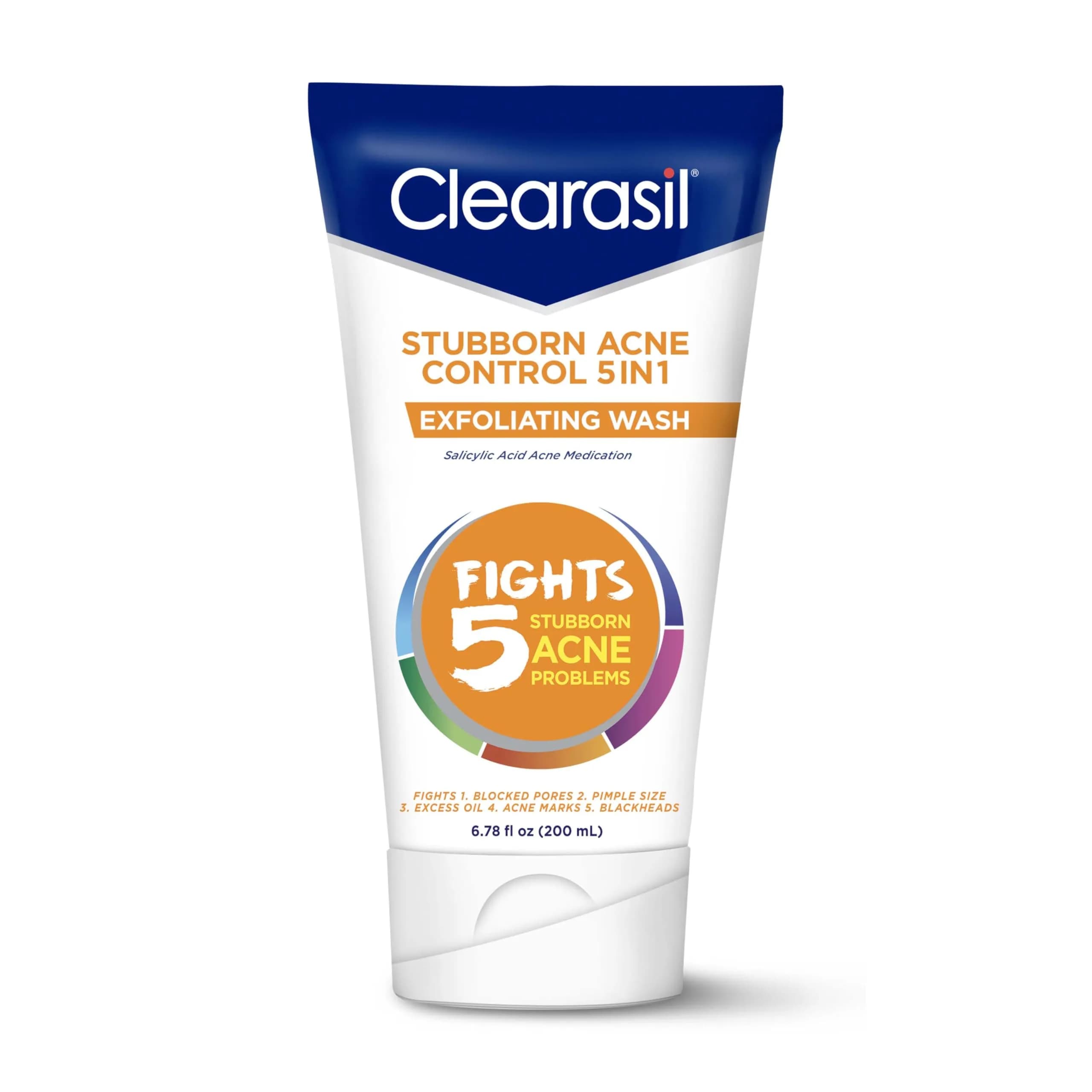 Clearasil Stubborn Acne Control 5in1 Exfoliating Wash 200ml (6.78 Fl Oz) | Max Strength Salicylic Acid Acne Treatment - main product image
